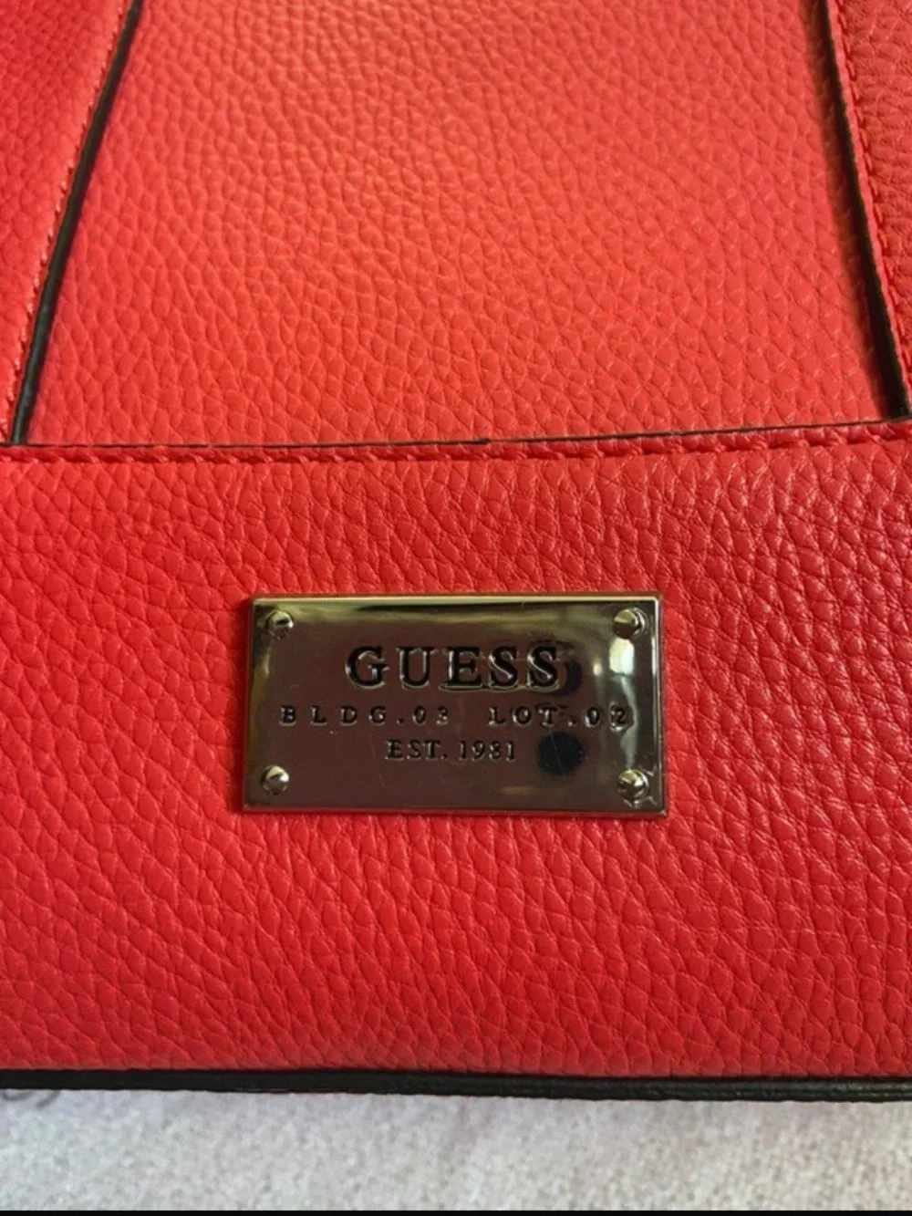 Guess Red Pebbled Leather Shoulder Tote with Removable Strap